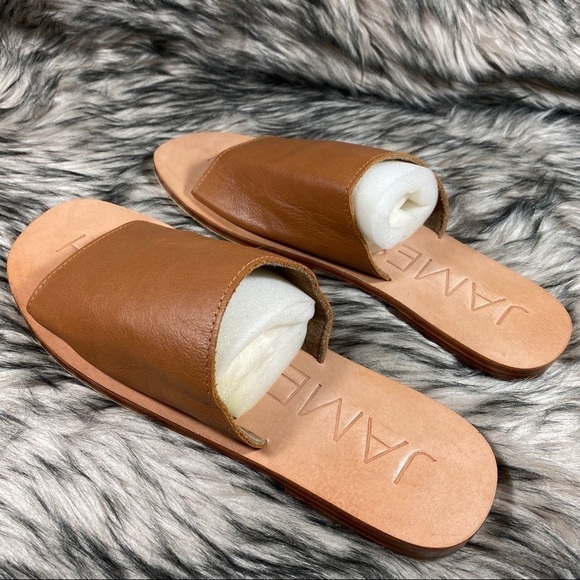 off Duty Deep Tan Leather Slip on Sandals - Picture 9 of 13